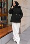 Zippered Hooded Short Nova Coat Tsd260324 Black - 2