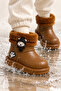 Children's Waterproof Rain Boots with Plush Detailing, Teddy Bear Figure, and Fur Inside - 7