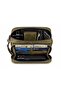 Men's Genuine Leather Khaki Color Multi-Compartment Portfolio Bag with Belt and Shoulder Strap Handbag - 2