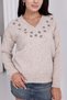 V-Neck Floral Stone Embellished Sweater - 2