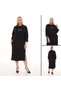 Black Gold Chain Detailed Degaje Collar Plus Size Dress – - 5