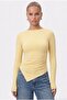 Women's New Most Polyamide Asymmetrical Butter Yellow Long Sleeve Blouse - 3
