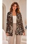 Women's Leopard Patterned Soft Shiny Fabric Long Basic Cardigan - 5
