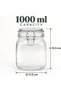 Glass Storage Jar with Clip Lid 1000 ml, Clear Glass Food Container with PP Sealing Ring - 3