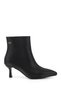 Women's Black Zippered Pointed Toe Thin Heeled Boots