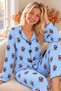 Luxury Suede Patterned Long Sleeve Women's Pajama Set