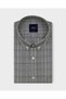 Regular Fit Long Sleeve Buttoned Collar Dot Patterned Gray Shirt 3896g