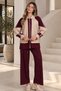 Basic Striped Double Set N8316 Plum