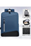 Backpack with usb port, waterproof school and laptop bag - navy blue - 3