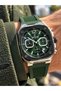 Square Dial-Functions Active-Green Silicone Strap-Male Wristwatch in Stylish Box
