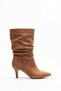 Wedge heel women's suede ankle boot - tan, 7cm heel - 2