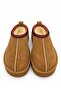 Women's Fur Lined Thick Sole Closed Front Daily Winter Slippers in Tan Suede - 2
