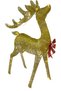 Christmas Ornament, Deer, Gold - Metal, Illuminated, Glittery, with Red Bow, 80X140 cm - 4