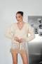 Women's Lace Detailed V-Neck Lace-Up Knitwear Cardigan - 5