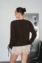 Women's Lace Detailed V-Neck Lace-Up Knitwear Cardigan - 8