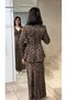 Women's 3-Piece Brooched Polka Dot Jacket Skirt Set - Back-Adjustable Jacket, Long Fish Skirt, and Blouse-Fitted Jacket - 4