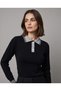 Women's Elegant Polo Collar Striped Cuff Detailed Stylish Knitwear Blouse - 4