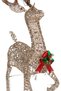 Christmas Ornament, Deer, Champagne-Brown - Metal, Illuminated, Glittery, with Red Bow, Pine Ornament Detail - 2