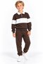 Boy's Polo Collar Striped 3 Thread Ribbed 2-Piece Set