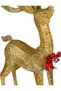 Christmas Ornament, Deer, Gold - Metal, Illuminated, Glittery, with Red Bow, 63X110 cm - 2
