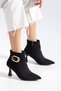 Valem Women's Black Suede Thin Heeled Pointed Toe Boots - 4