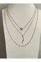 Steel triple necklace set (paper clip chain single stone necklace and zircon stone necklace) - 3