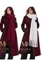 2 Pieces of Buklet Soft Scarf Burgundy-White