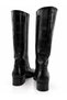 Women's Black Crocodile Patterned Below-The-Knee Boots 3.5 cm Short Thick Heeled Stylish Daily Boots - 5