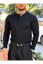 Giesto Collared Buttoned Modal Sweatshirt Black - 3