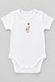 Front Rabbit and Back Tulip Printed Baby Girl Bodysuit 100% Cotton Baby Bodysuit Short Sleeve Snap Fastener Bodysuit Gift Baby Bodysuit Ecru Pink Body-20-Y - 2