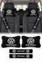 Volkswagen Embroidered Black Fleece Car Seat Neck Pillow and Seat Belt Pad Set 4 Pieces - 8