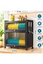 2-Tier Metal Kitchen Storage Rack with Cabinet – Black Countertop Organizer with Glass Doors and Spice Shelves - 3