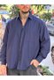 Single Pocket Cotton Oxford Shirt Navy Blue - 3