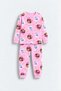 Girls' Long Sleeve Pink Color Cat Girl Patterned Pajama Set - 8