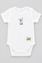 Front Rabbit Ribbon and Back Heart Printed Baby Girl Bodysuit 100% Cotton Baby Bodysuit Short Sleeve Snap Fastener Bodysuit Gift Baby Bodysuit Ecru Body-16-Y - 2