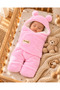 Pink Welsoft Winter Baby Blanket with Openable Feet, Swaddle and Sleeping Bag 0-6 Months – Soft Plush Swaddle with Ears - 5