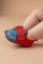Red-Blue Denim Detailed Velcro Baby First Step Shoes / Booties - 8