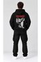 Yahya Sinwar Printed Oversize Hooded Sweatshirt Black White - 3