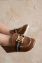 Metal Buckle and Ribbon Detailed Baby Moccasin Shoes - 7