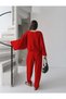 Women's Lyra Modal Batwing Sleeve Blouse- Pleated Baggy Pants Set, Top and Bottom Set - 2