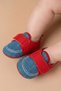 Red-Blue Denim Detailed Velcro Baby First Step Shoes / Booties - 7