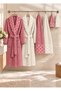 Valenty Midye Jacquard Boxed Bathrobe Set 6 Pieces |   Dowry Chest |   Boxed |   Bathrobe |   Hair Towel |   Bath Towel | - 2