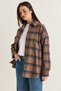 Women's Brown Plaid Patterned Buttoned Oversize Lumberjack Shirt 2353 60286676 - 5