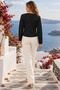 Women's Long Sleeve Crew Neck Zip Front Suede Jacket Relaxed Fit Casual Stylish Short Jacket - 3