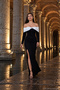 Women's Long Sleeve Off-Shoulder Draped Collar Stone Buckle Side Slit Long Evening Dress Stylish Special Occasion and Evening Gown - 5