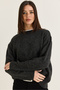 Women's Anthracite Soft Textured Floral Pattern Embroidered Knitwear Sweater 251085 60284089 - 3