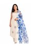 White Rayon Slub Floral Embroidered Kurta Pant Set - FFT7090 | White & Blue - 3