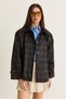 Women's Brown Plaid Patterned Lined Pocket Detailed Snap Button Oversize Waxed Jacket 7072 60286675 - 2