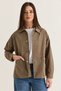 Women's Khaki Parachute Fabric Pocket Detailed Snap Fastener Oversized Shirt Jacket with Slits on the Back 7063 60286674 - 2