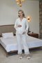 Women's Cream Buttoned Pajama Set 27164